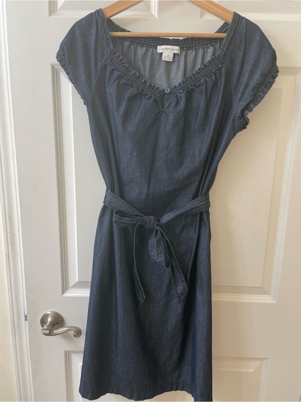 Liz Claiborne Denim Belted Dress in Dark Blue